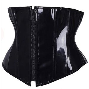 Pvc zip front waist corset set